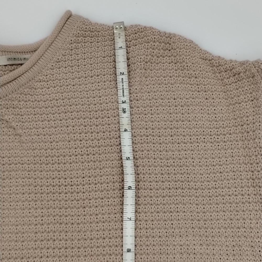 INTIMISSIMI Sweater Dress Knit Size Large zip back beige tan crochet - Picture 9 of 12